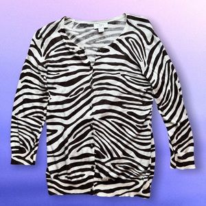 Loft brown zebra print cardigan size small
